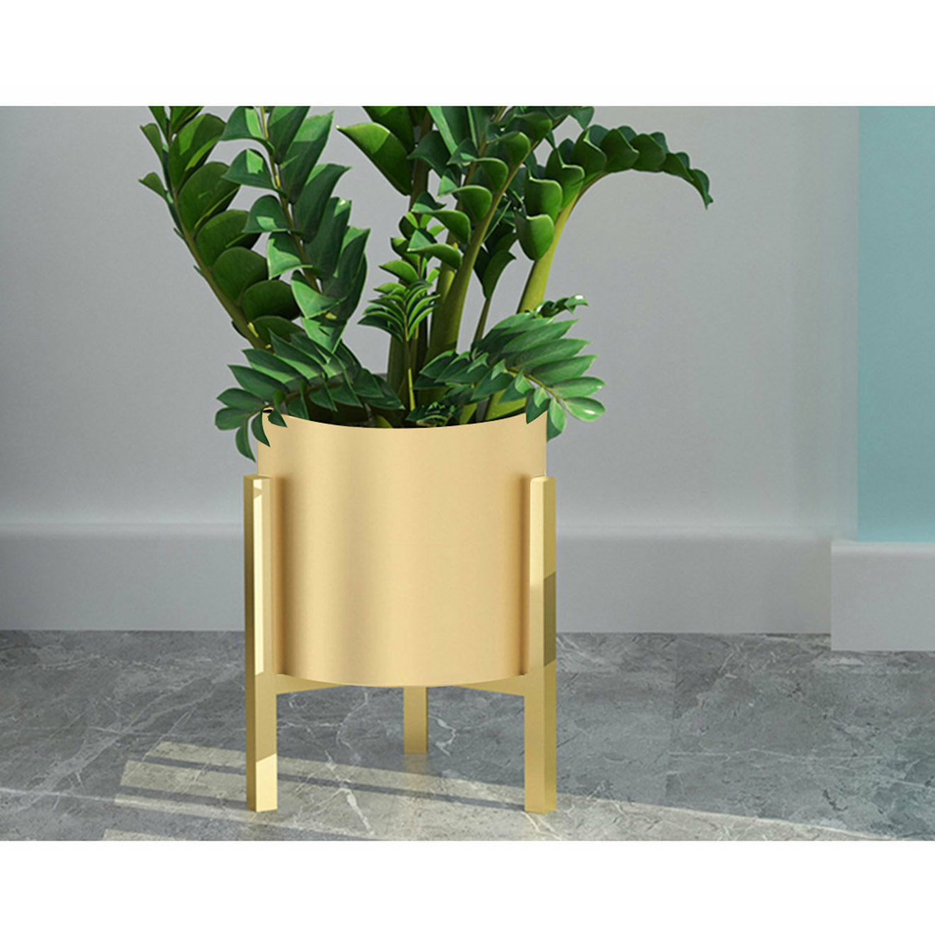 Soga 2 X 30 Cm Gold Metal Plant Stand With Flower Pot Holder Corner Shelving Rack Indoor Display