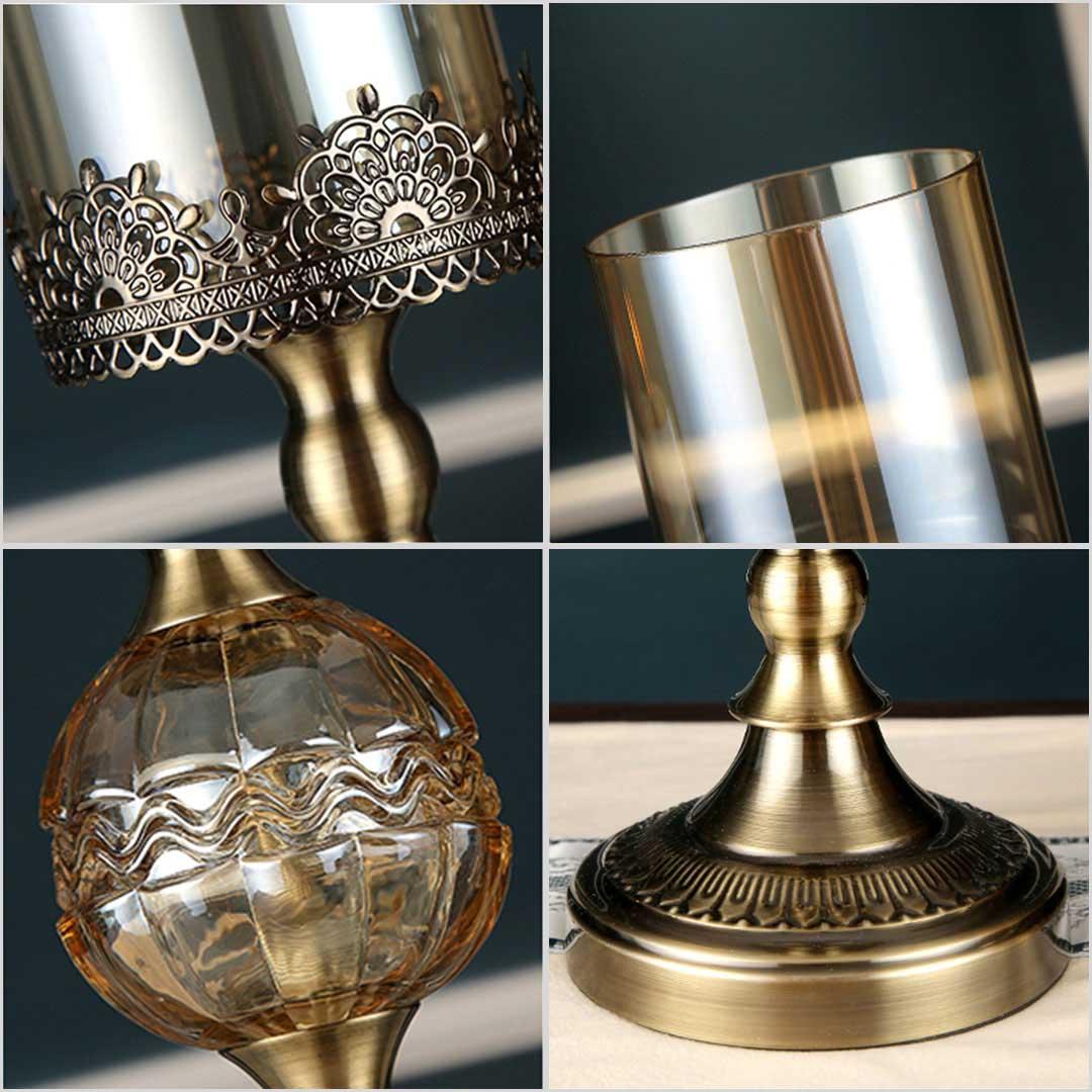 Soga 2 X 42cm Glass Candle Holder Candle Stand Glass/Metal