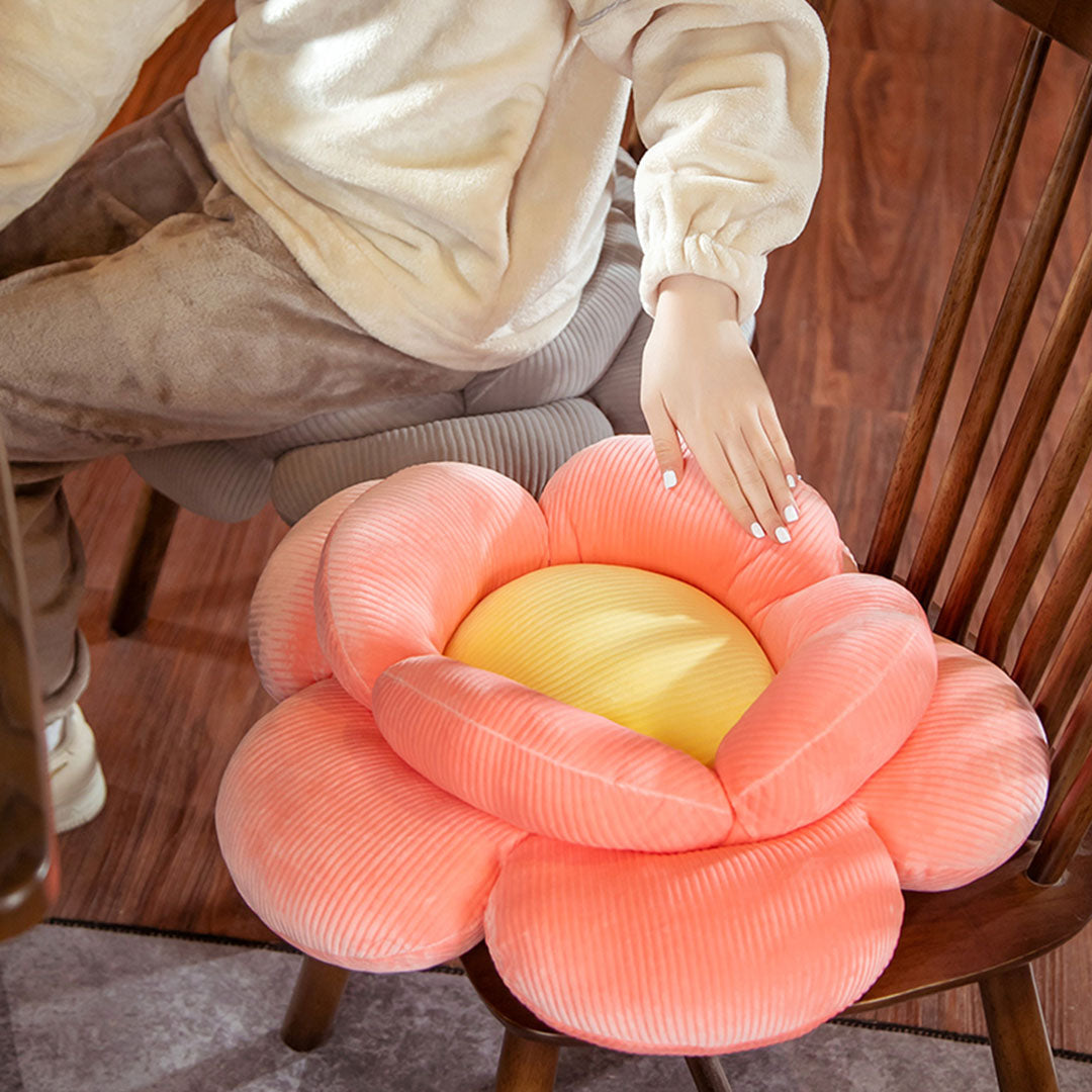 Red Double Flower Shape Cushion Soft Bedside Floor Plush Pillow Home Decor