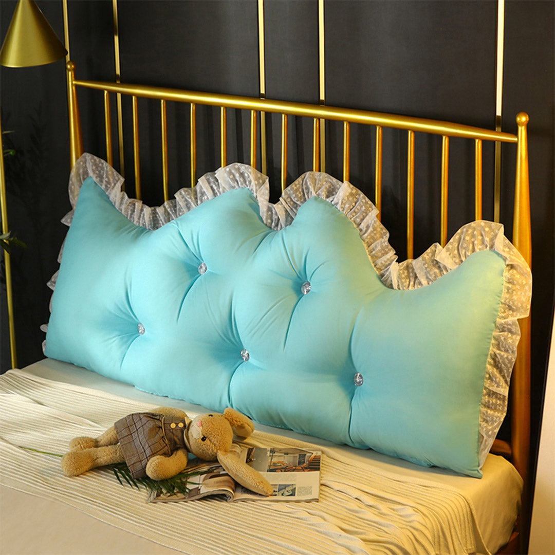 Soga 4 X 120cm Light Blue Princess Bed Pillow Headboard Backrest Bedside Tatami Sofa Cushion With Ruffle Lace Home Decor