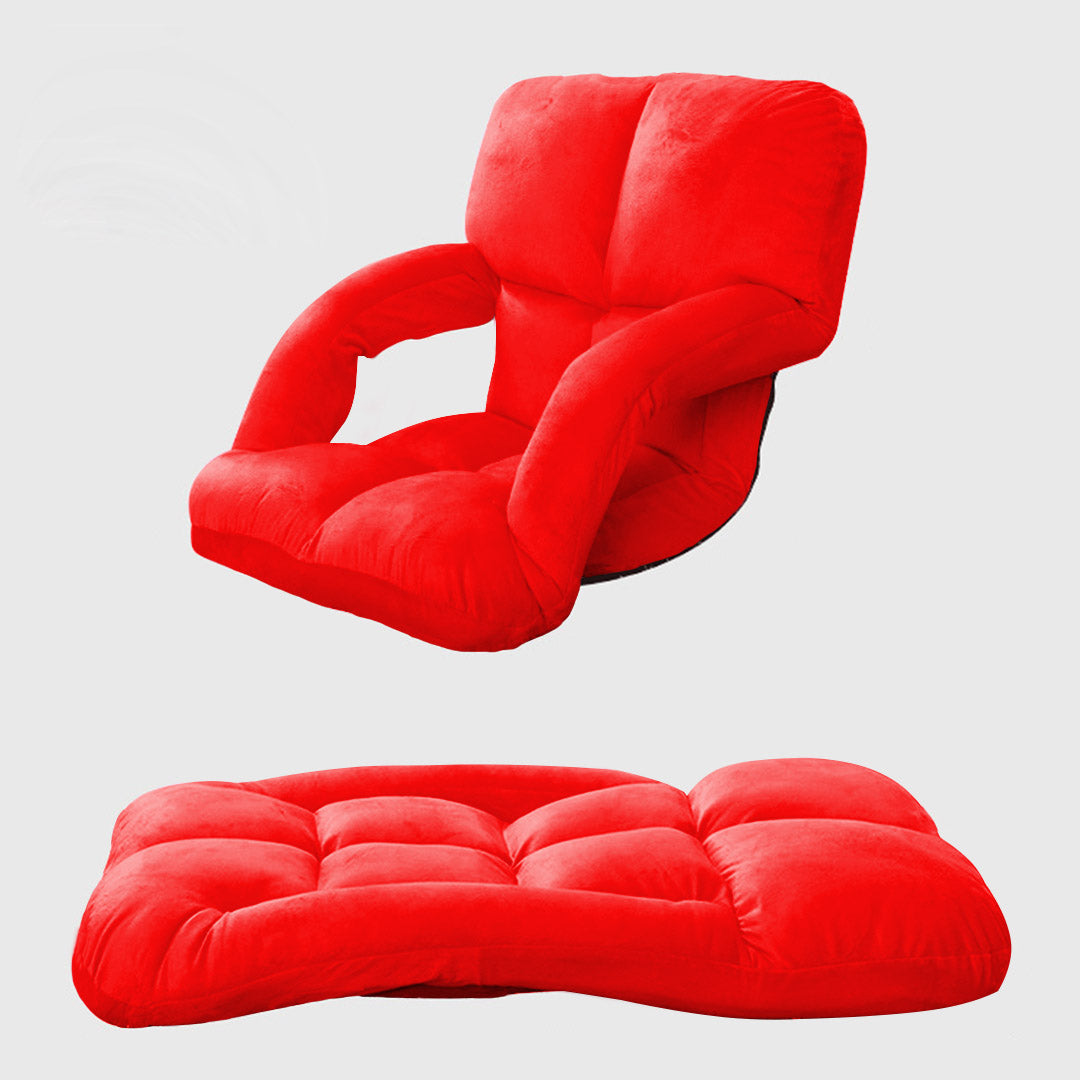 Soga Foldable Lounge Cushion Adjustable Floor Lazy Recliner Chair With Armrest Red