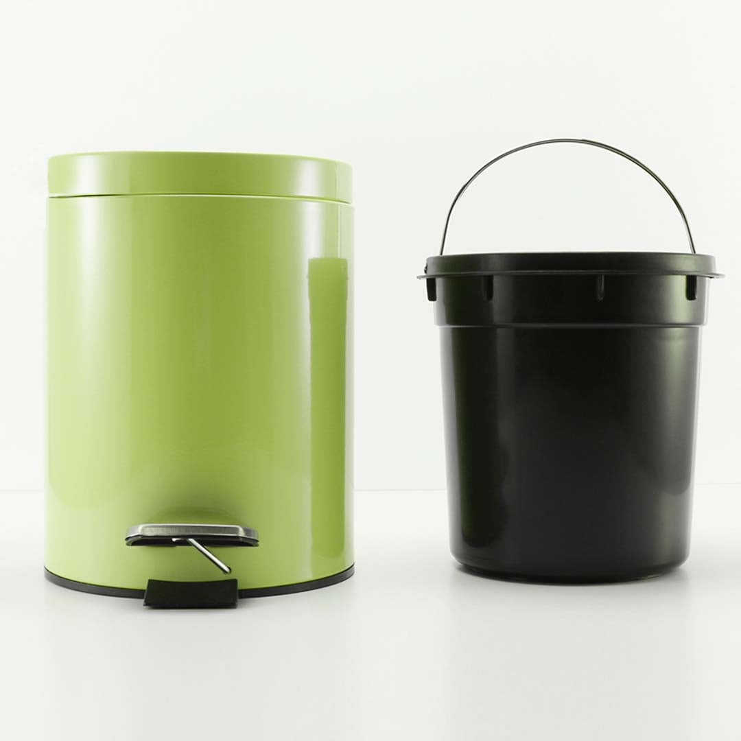 Soga 4 X Foot Pedal Stainless Steel Rubbish Recycling Garbage Waste Trash Bin Round 12 L Green