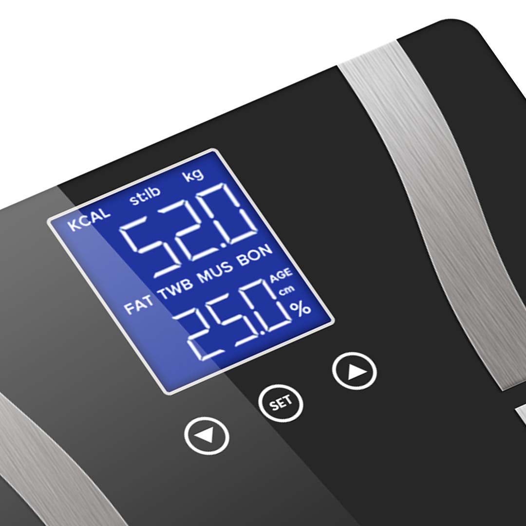 Soga 2 X Glass Lcd Digital Body Fat Scale Bathroom Electronic Gym Water Weighing Scales Black/Blue