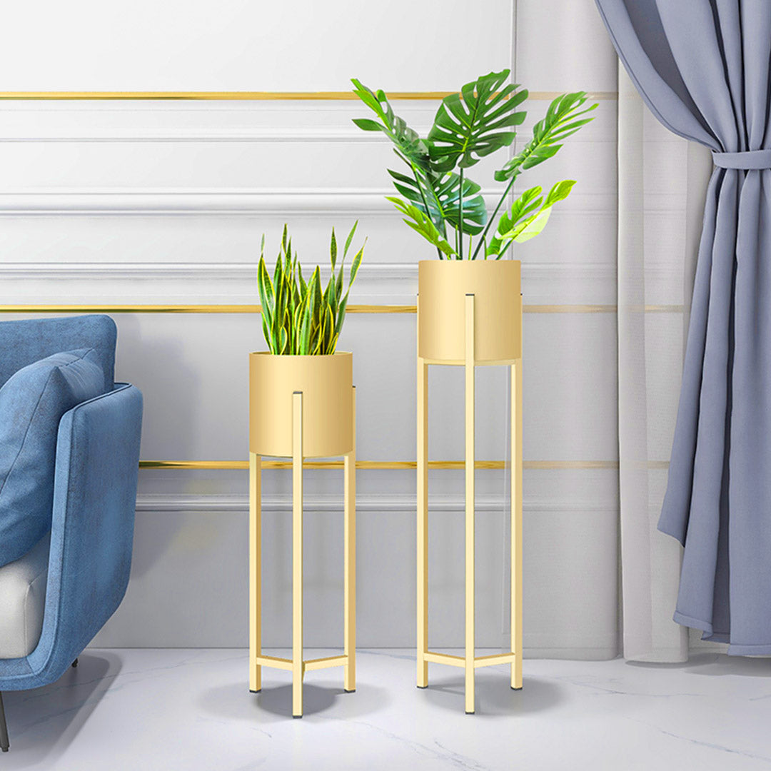 Soga 60cm Gold Metal Plant Stand With Flower Pot Holder Corner Shelving Rack Indoor Display