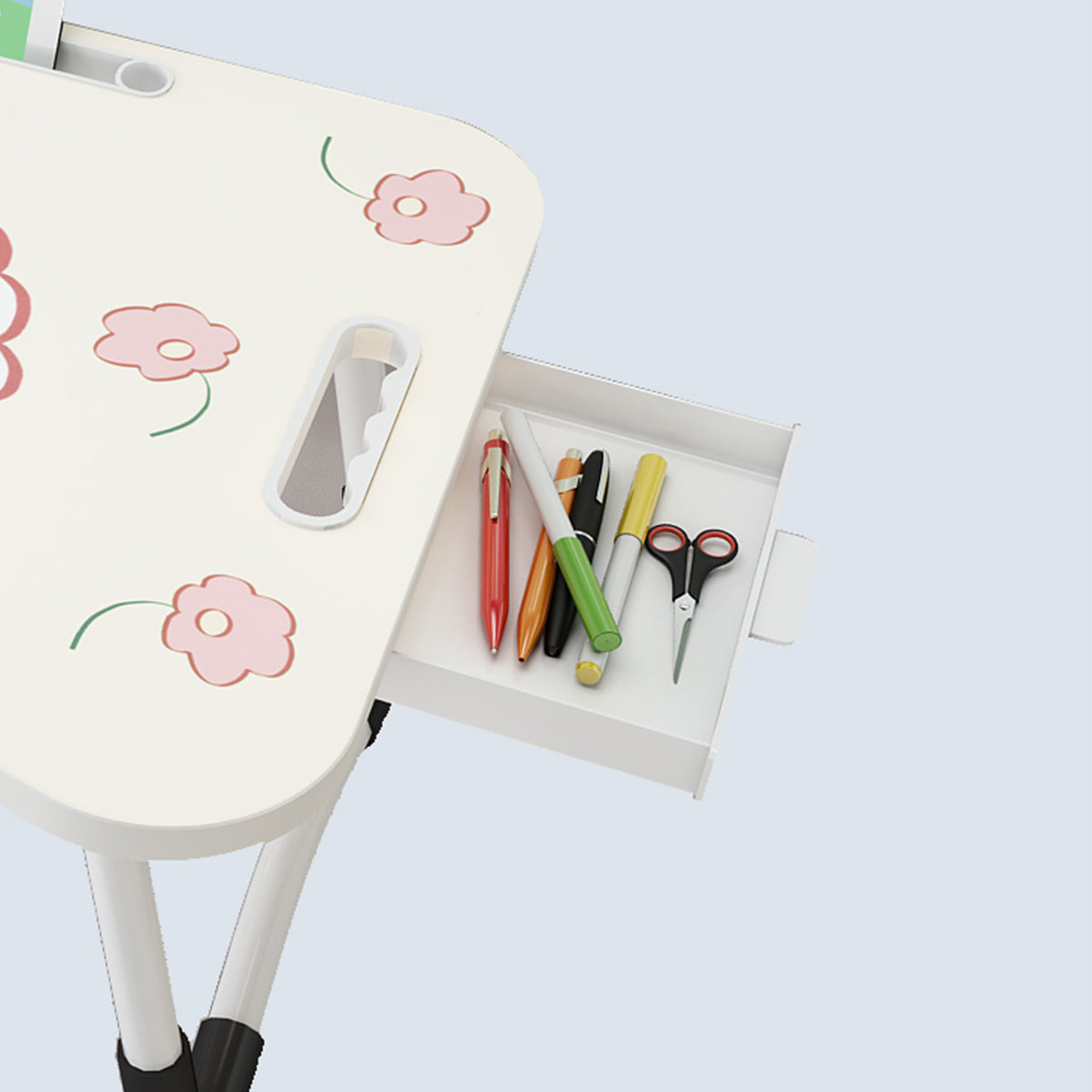 Cute Rabbit Design  Portable Bed Table Adjustable Foldable Bed Sofa Study Table Laptop Mini Desk with Drawer and Cup Slot Home Decor