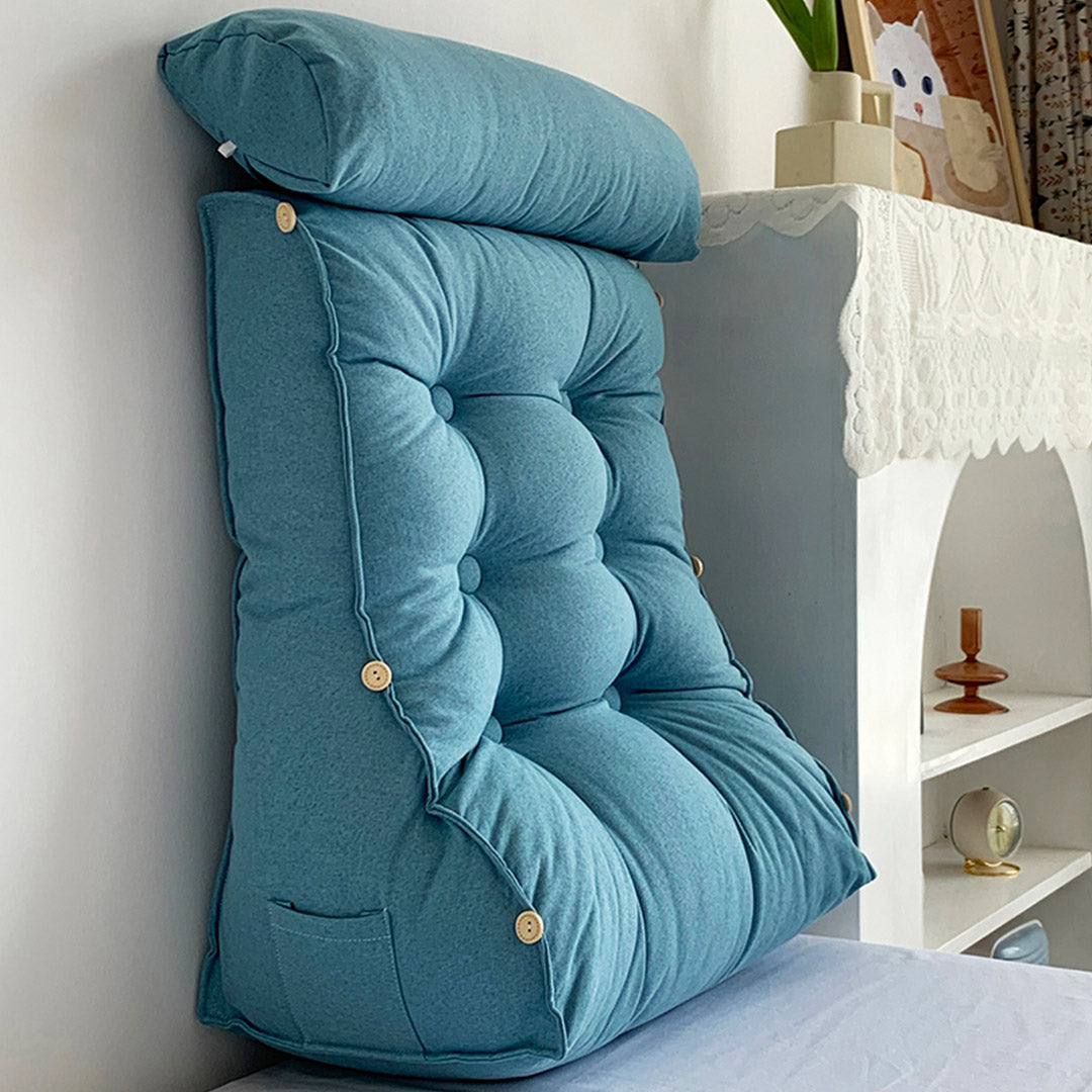 Soga 45cm Blue Triangular Wedge Lumbar Pillow Headboard Backrest Sofa Bed Cushion Home Decor