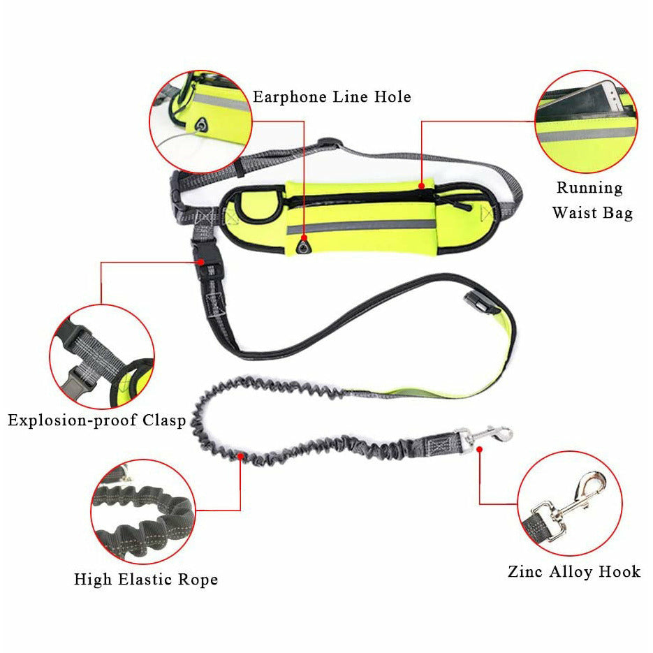 Soga 2 X Yellow Adjustable Hands Free Pet Leash Bag Dog Lead Walking Running Jogging Pet Essentials