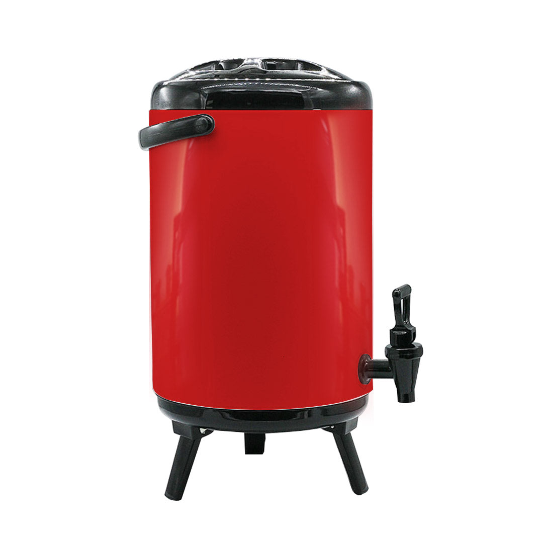Soga 8 X 14 L Stainless Steel Insulated Milk Tea Barrel Hot And Cold Beverage Dispenser Container With Faucet Red