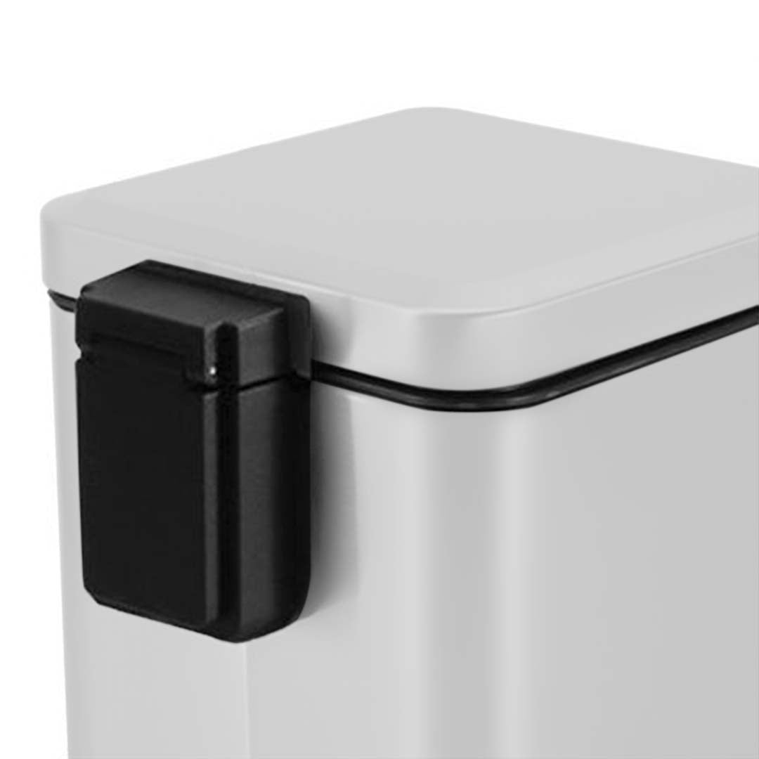 Soga Foot Pedal Stainless Steel Rubbish Recycling Garbage Waste Trash Bin Square 6 L White