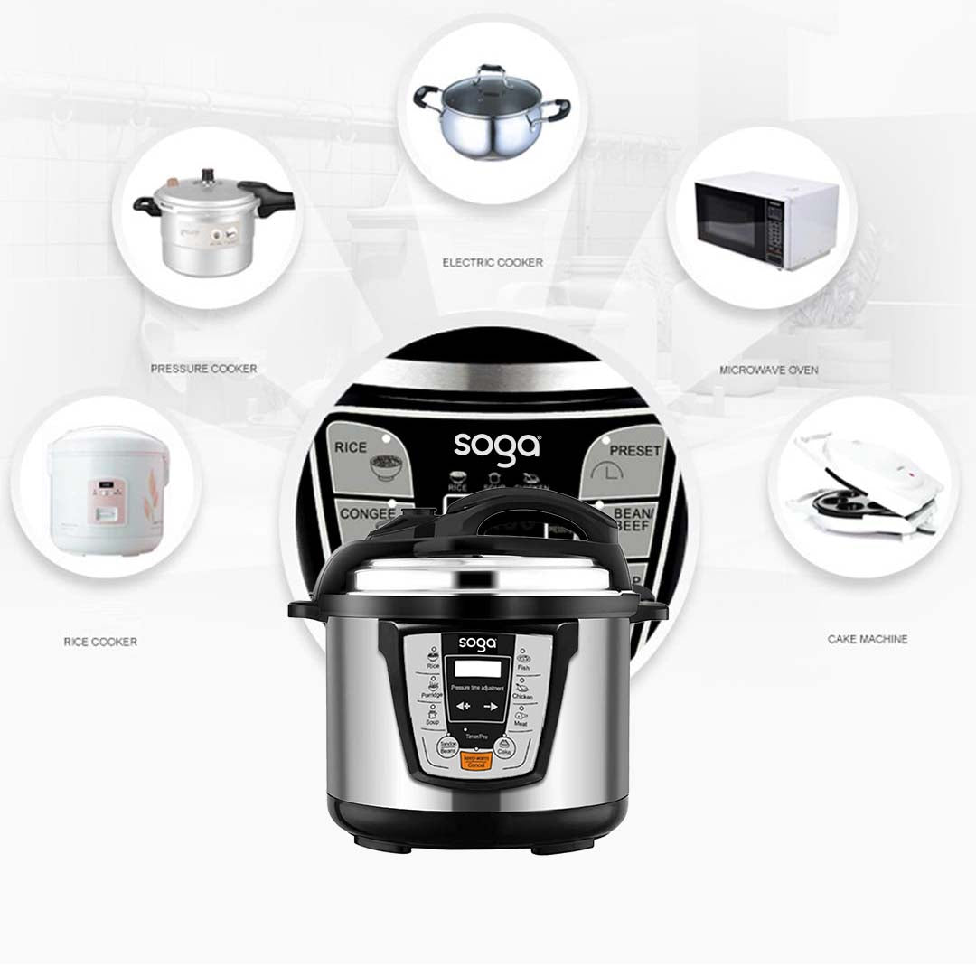 Soga 2 X Electric Stainless Steel Pressure Cooker 12 L 1600 W Multicooker 16