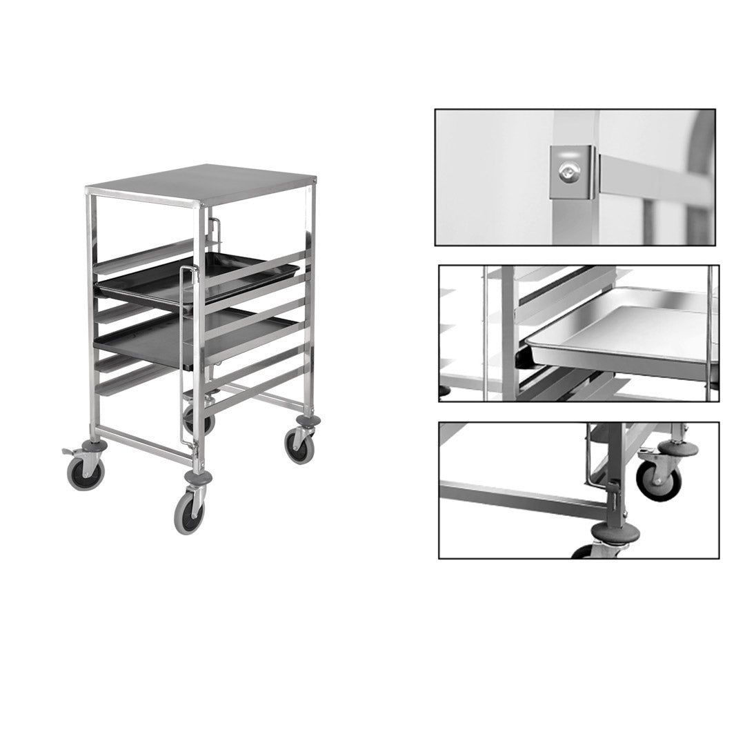 Soga 2 X Gastronorm Trolley 7 Tier Stainless Steel Bakery Trolley Suits 60cmx40cm Tray With Working Surface