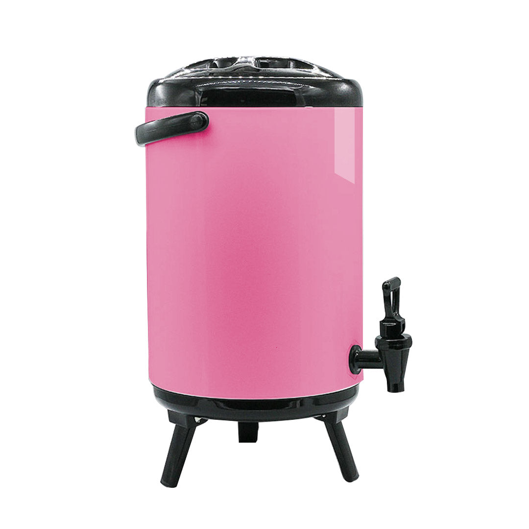 Soga 4 X 12 L Stainless Steel Insulated Milk Tea Barrel Hot And Cold Beverage Dispenser Container With Faucet Pink
