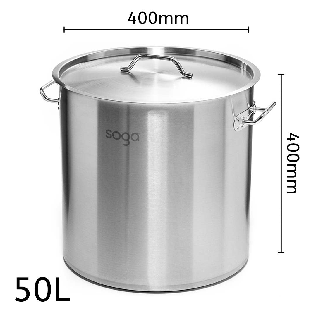 Soga Stock Pot 50 L Top Grade Thick Stainless Steel Stockpot 18/10