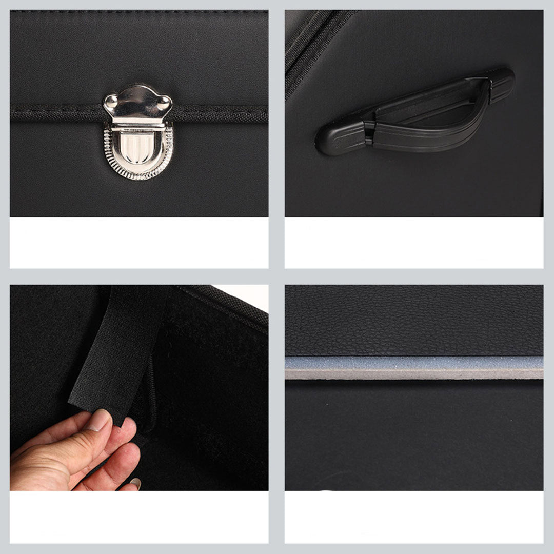Soga 4 X Leather Car Boot Collapsible Foldable Trunk Cargo Organizer Portable Storage Box With Lock Black Small
