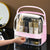 2 Tier Pink Countertop Cosmetic Makeup Brush Lipstick Holder Organiser and 20cm Rechargeable LED Light Tabletop Mirror Set