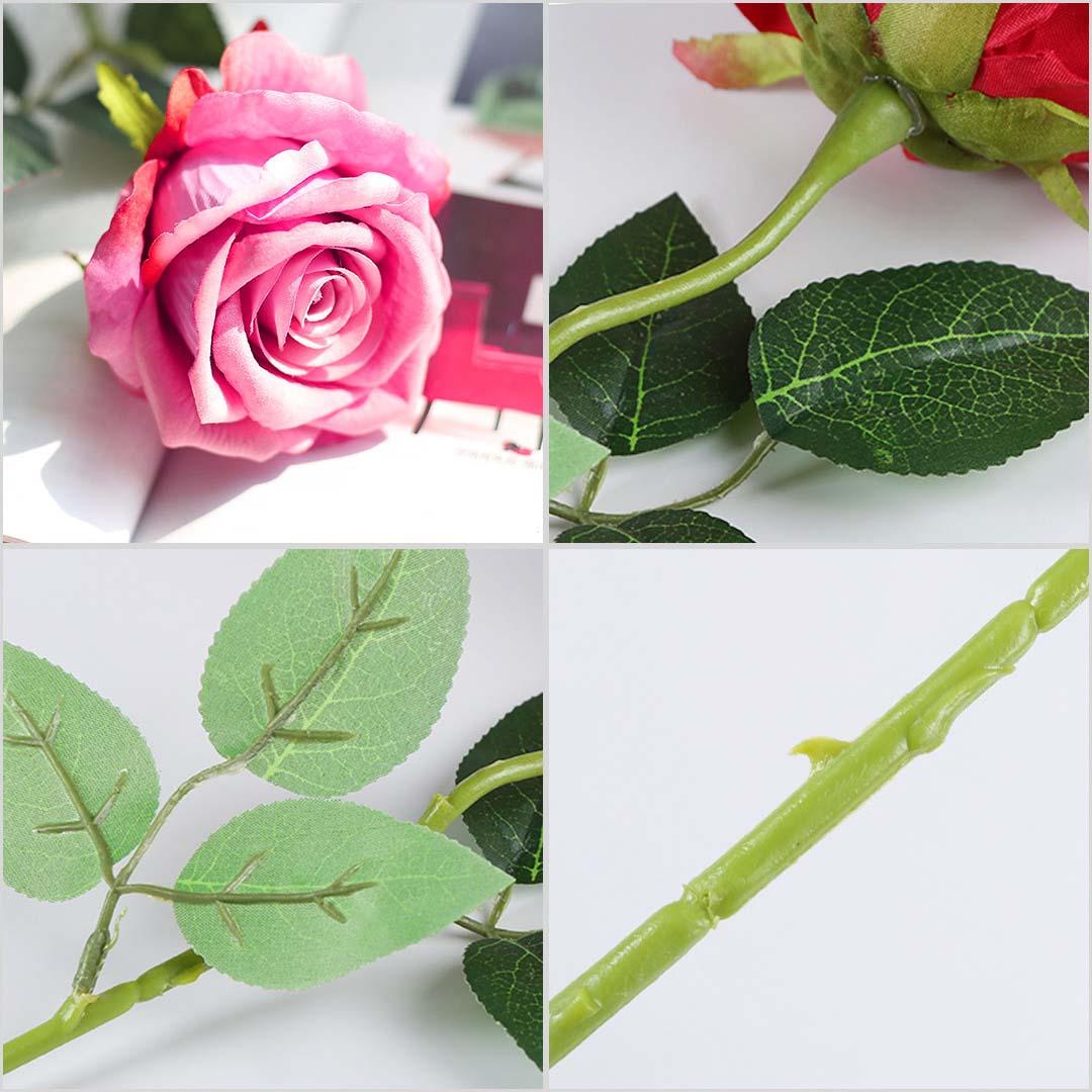 Soga 20pcs Artificial Silk Flower Fake Rose Bouquet Table Decor Pink