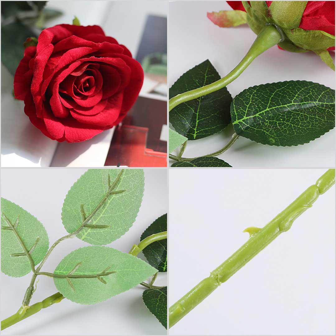 Soga 10pcs Artificial Silk Flower Fake Rose Bouquet Table Decor Red