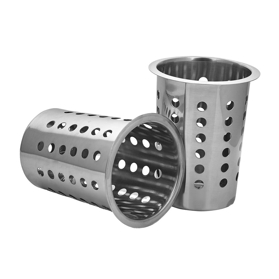 Soga 2 X 18/10 Stainless Steel Commercial Conical Utensils Square Cutlery Holder With 4 Holes
