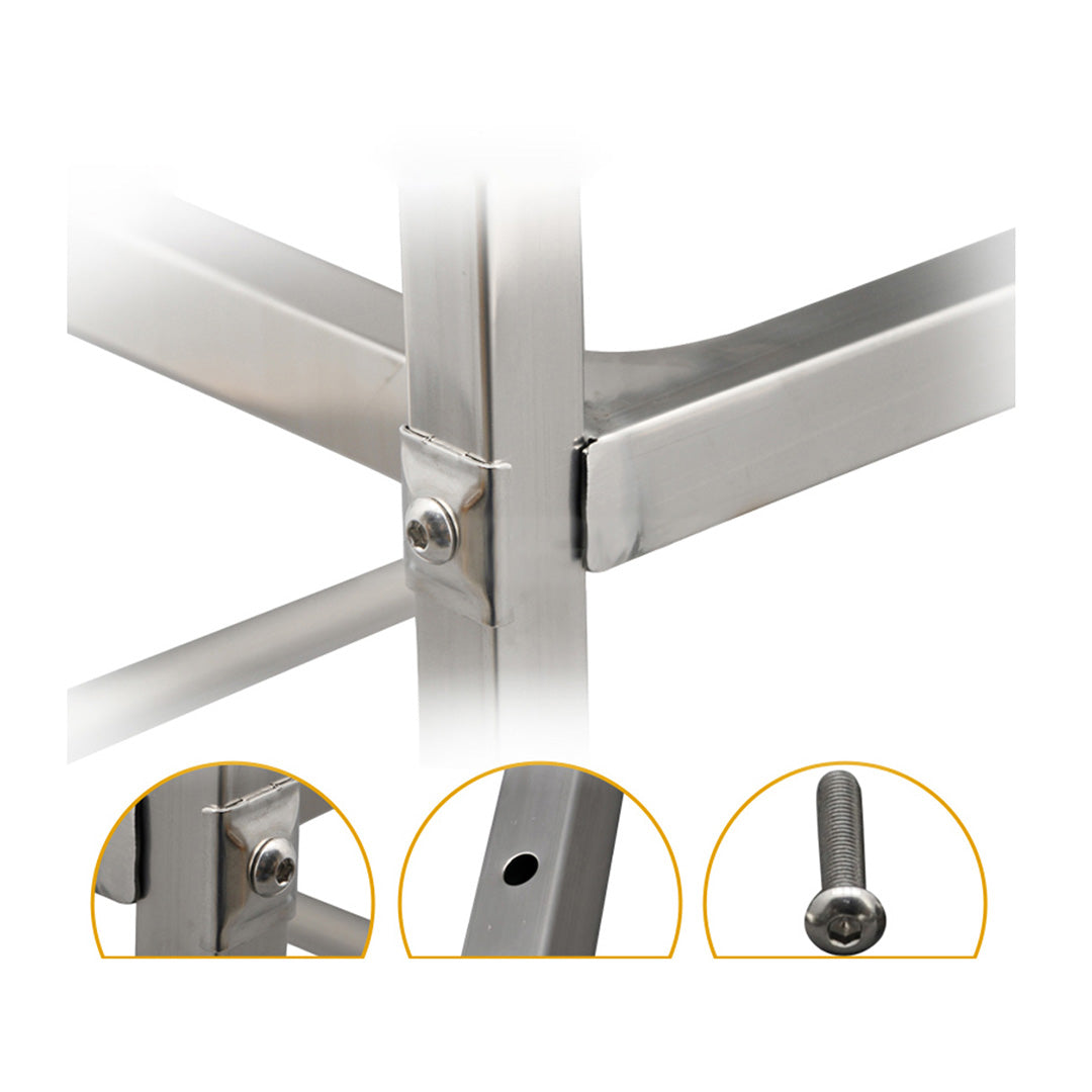 Soga 2 X 2 Tier 500x500x950 Stainless Steel Square Tube Drink Wine Food Utility Cart