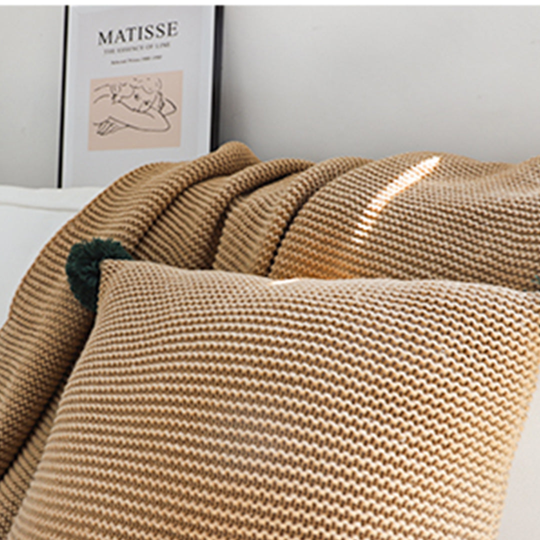 2X Coffee Tassel Fringe Knitting Blanket Warm Cozy Woven Cover Couch Bed Sofa Home Decor