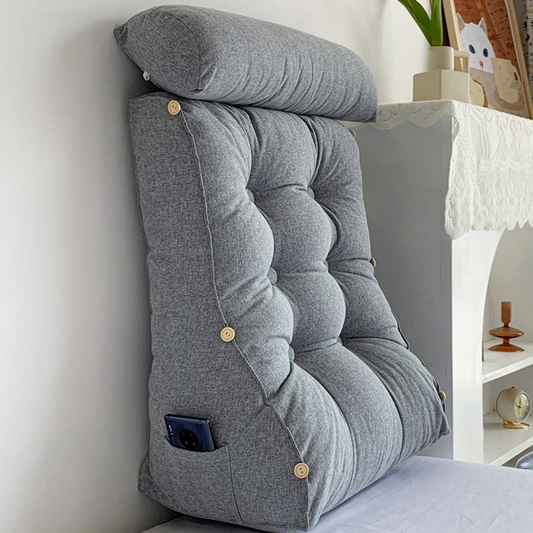 Soga 45cm Silver Triangular Wedge Lumbar Pillow Headboard Backrest Sofa Bed Cushion Home Decor