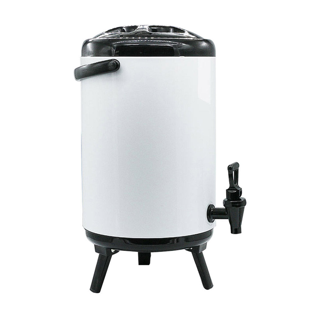 Soga 4 X 8 L Stainless Steel Insulated Milk Tea Barrel Hot And Cold Beverage Dispenser Container With Faucet White