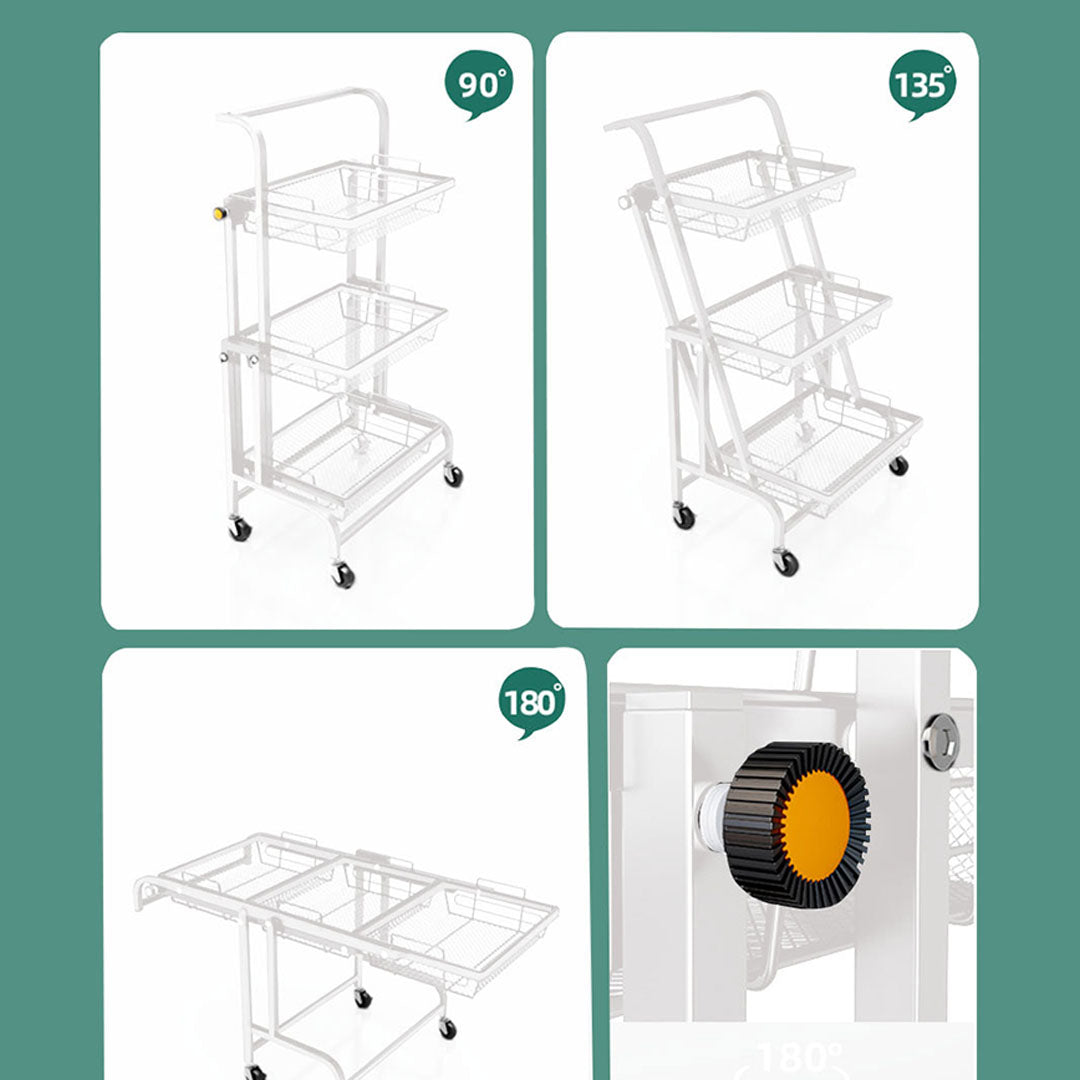 Soga 2 X 3 Tier Steel White Adjustable Kitchen Cart Multi Functional Shelves Portable Storage Organizer With Wheels