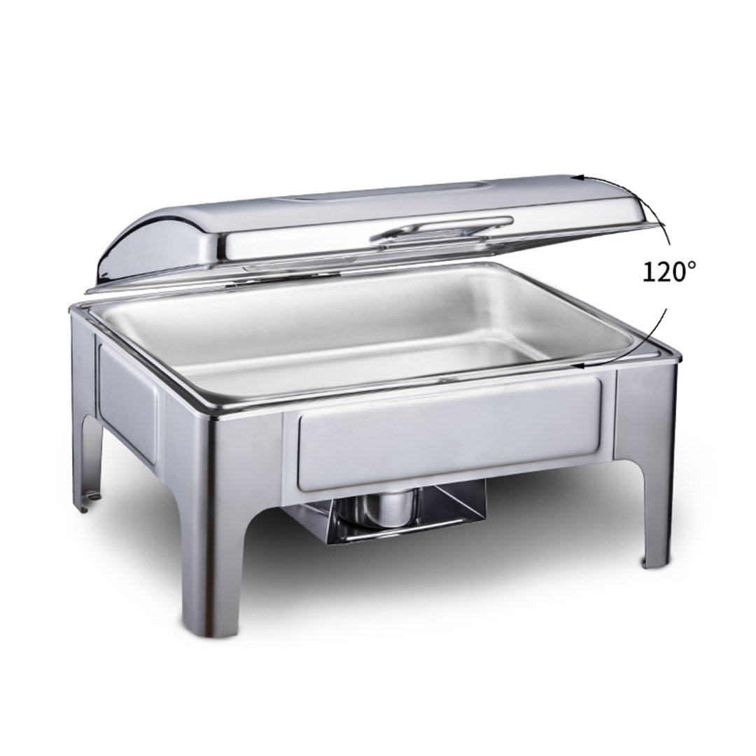 Soga 2 X 9 L Rectangular Stainless Steel Soup Warmer Roll Top Chafer Chafing Dish Set With Glass Visual Window Lid