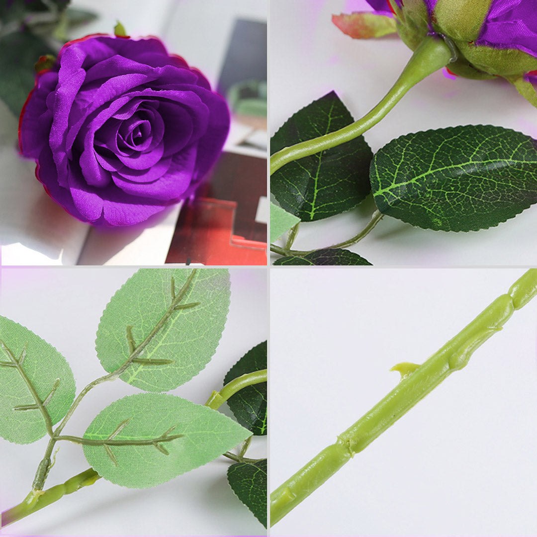 Soga 10pcs Artificial Silk Flower Fake Rose Bouquet Table Decor Purple