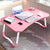 Pink Portable Bed Table Adjustable Folding Mini Desk Notebook Stand Card Slot Holder with Cup-Holder Home Decor