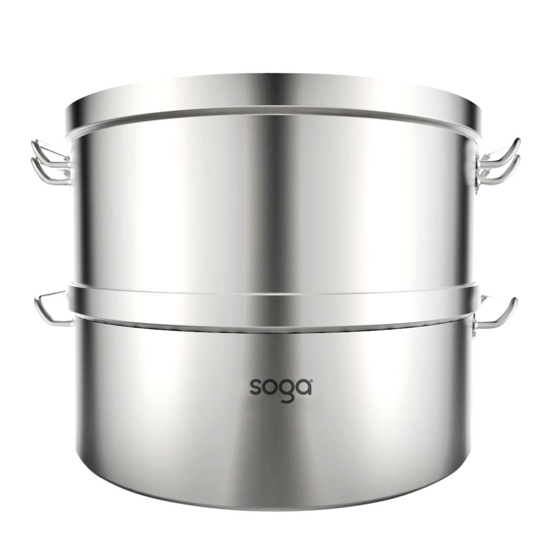 Soga 2 X Commercial 304 Stainless Steel Steamer With 2 Tiers Top Food Grade 28*18cm