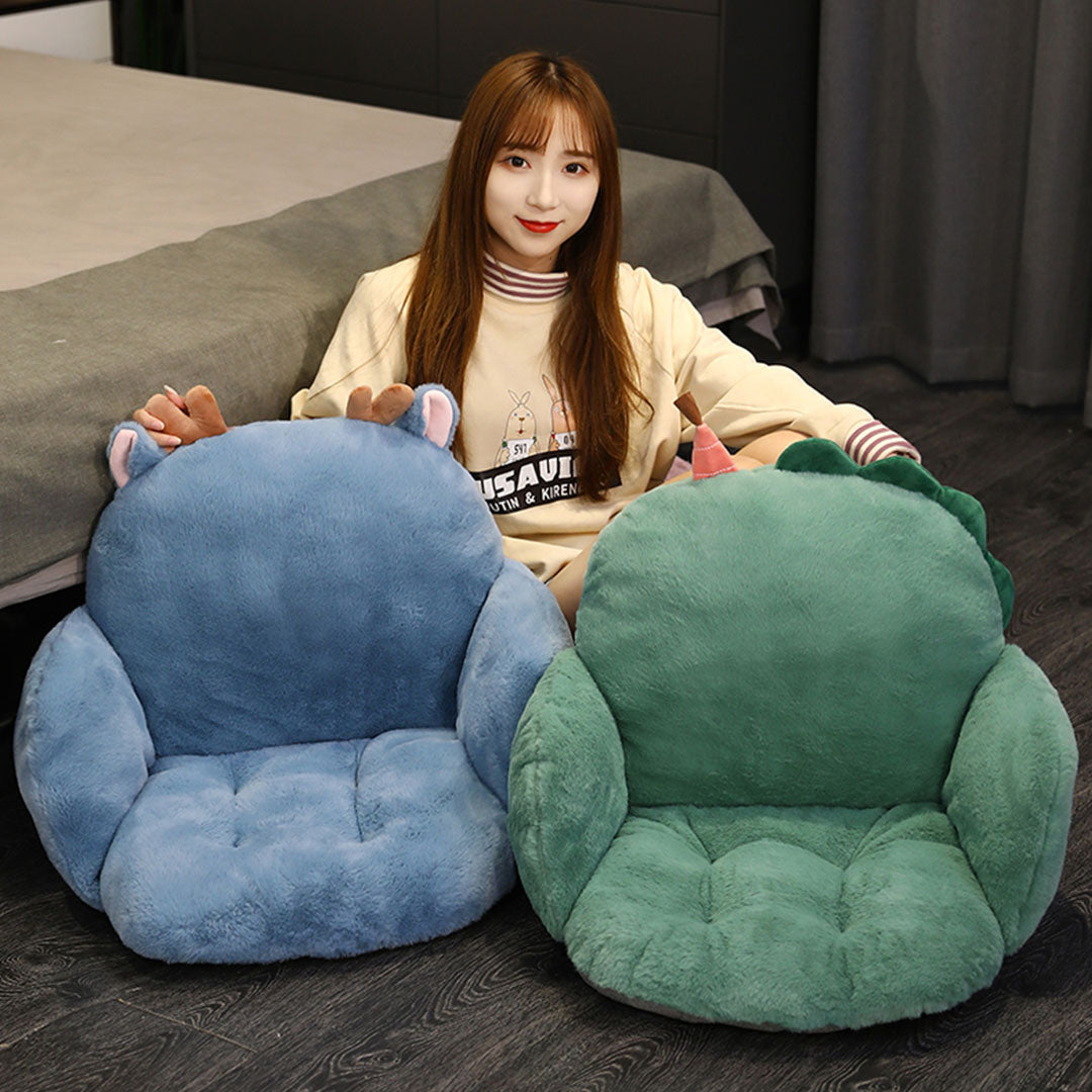 2X Green Dino Shape Cushion Soft Leaning Bedside Pad Sedentary Plushie Pillow Home Decor