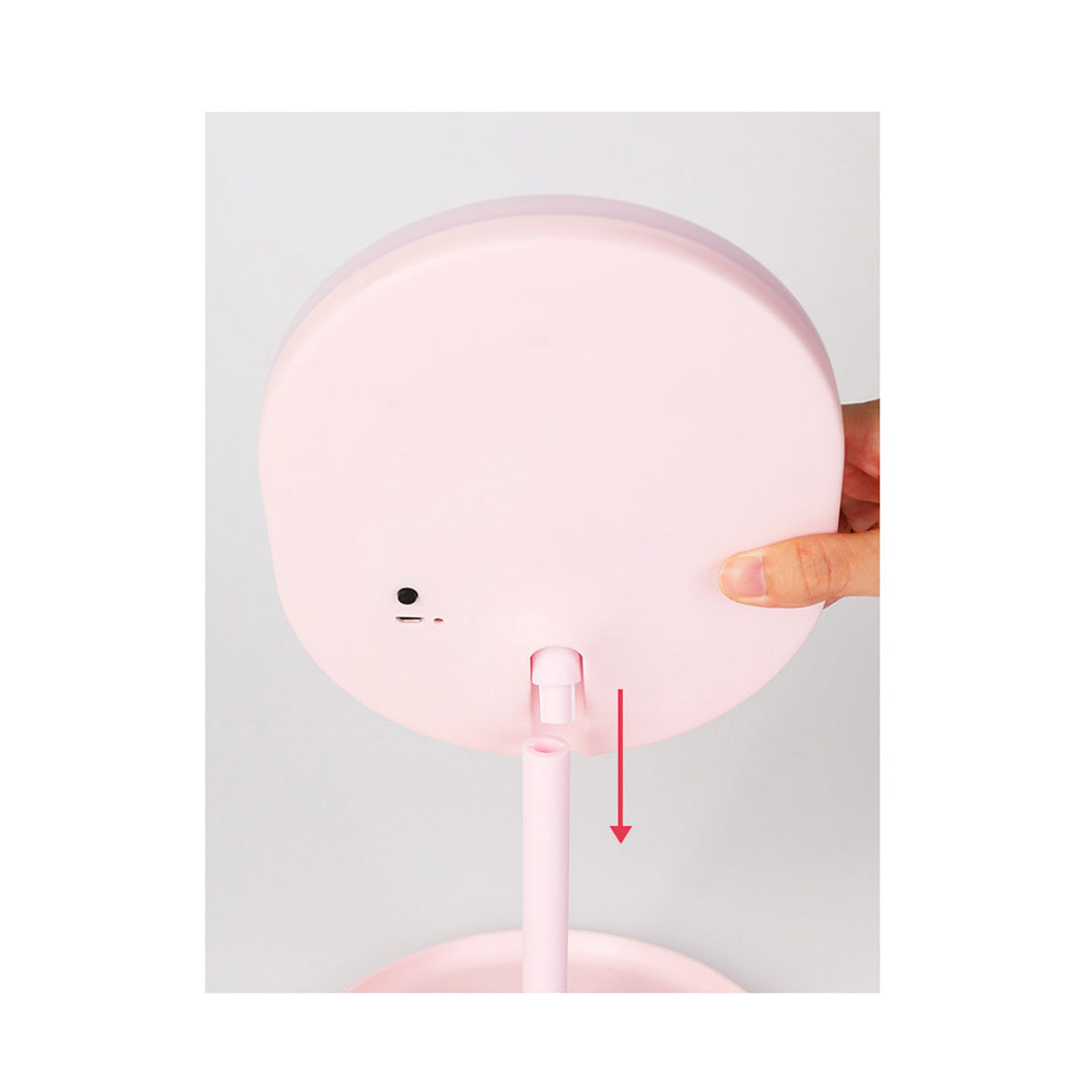 2X 20cm Pink Rechargeable LED Light Makeup Mirror Tabletop Vanity Home Decor