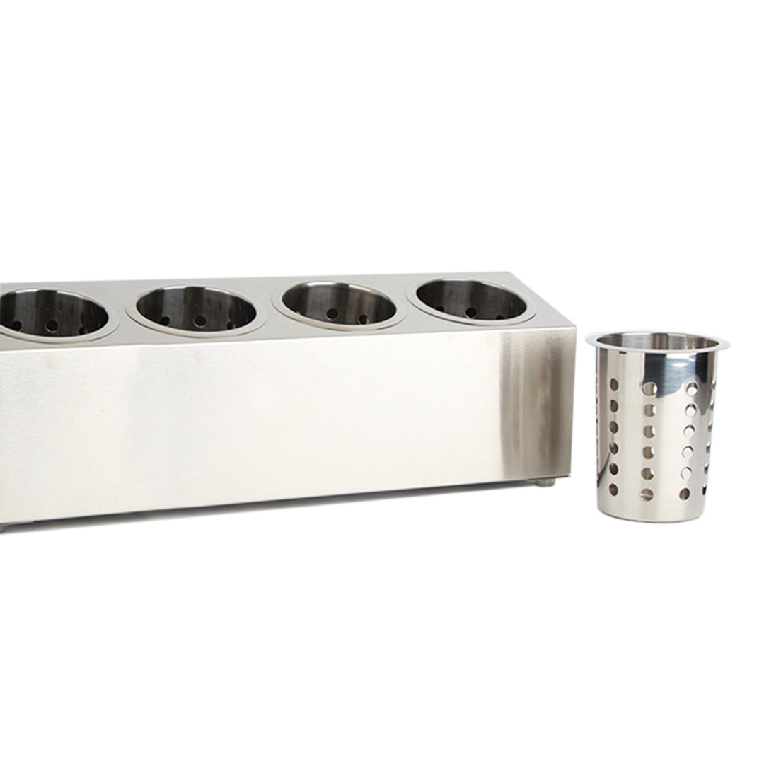 2X 18/10 Stainless Steel Commercial Conical Utensils Cutlery Holder with 4 Holes