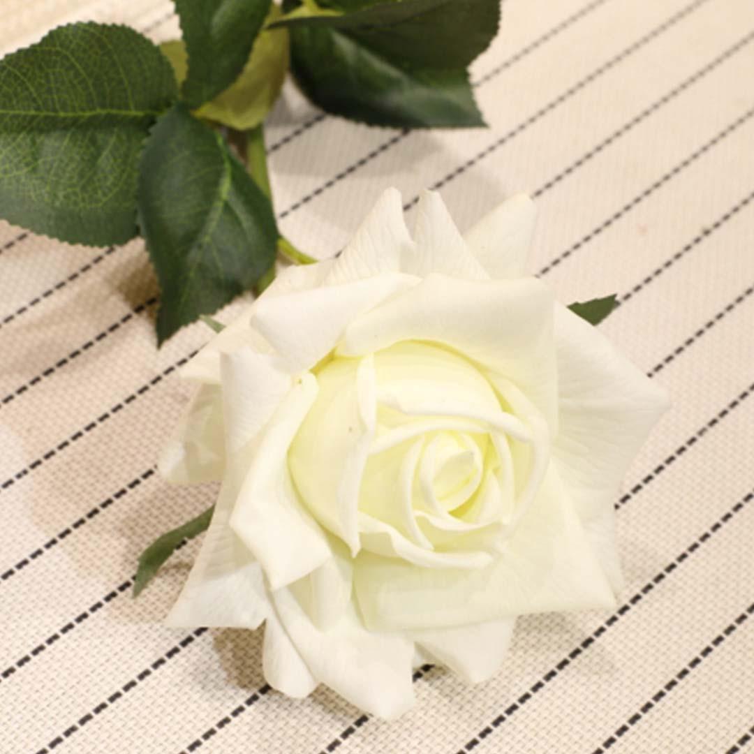Soga 12pcs Artificial Silk Flower Fake Rose Bouquet Table Decor White