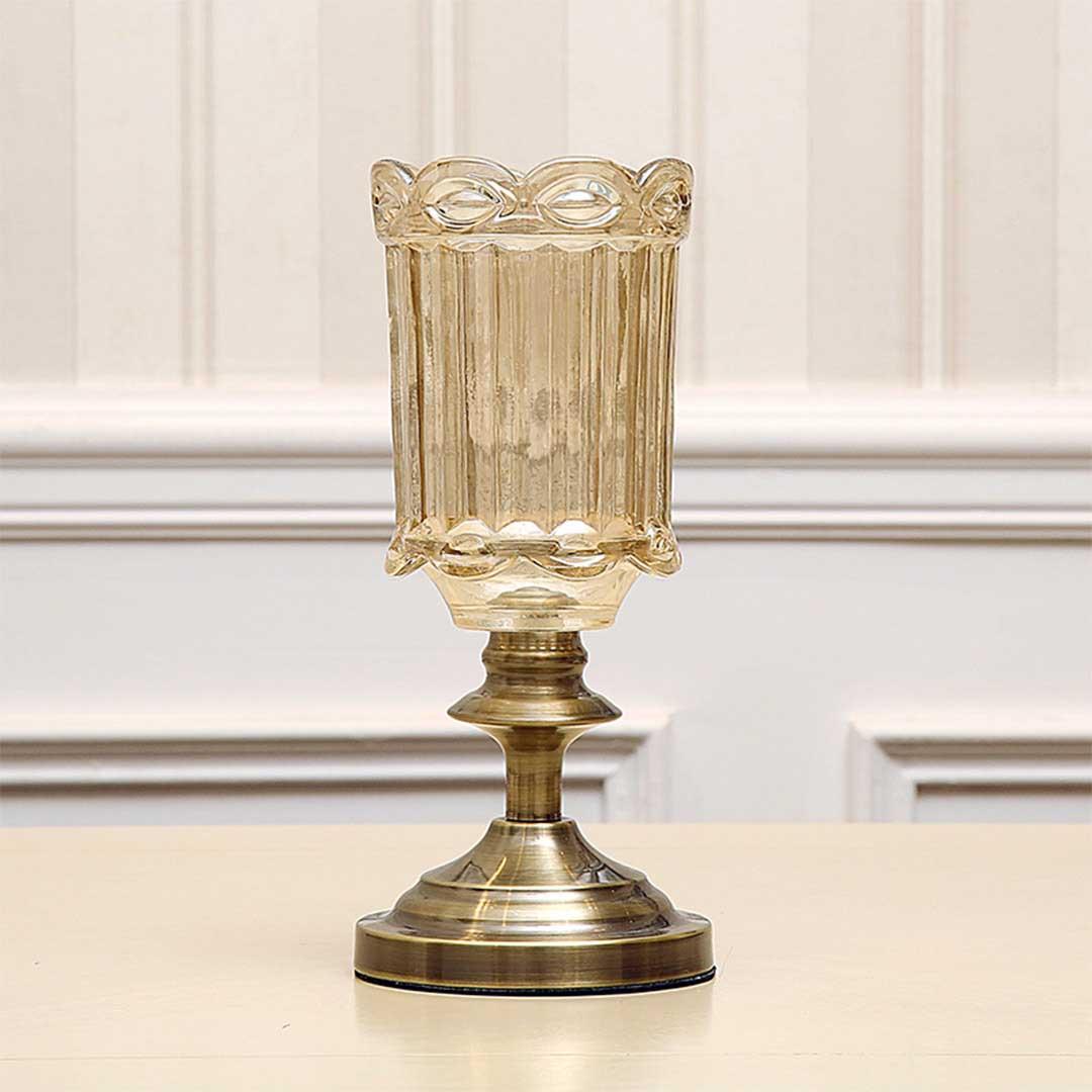 Soga 28.5cm Transparent Glass Flower Vase With Metal Base Filler Vase
