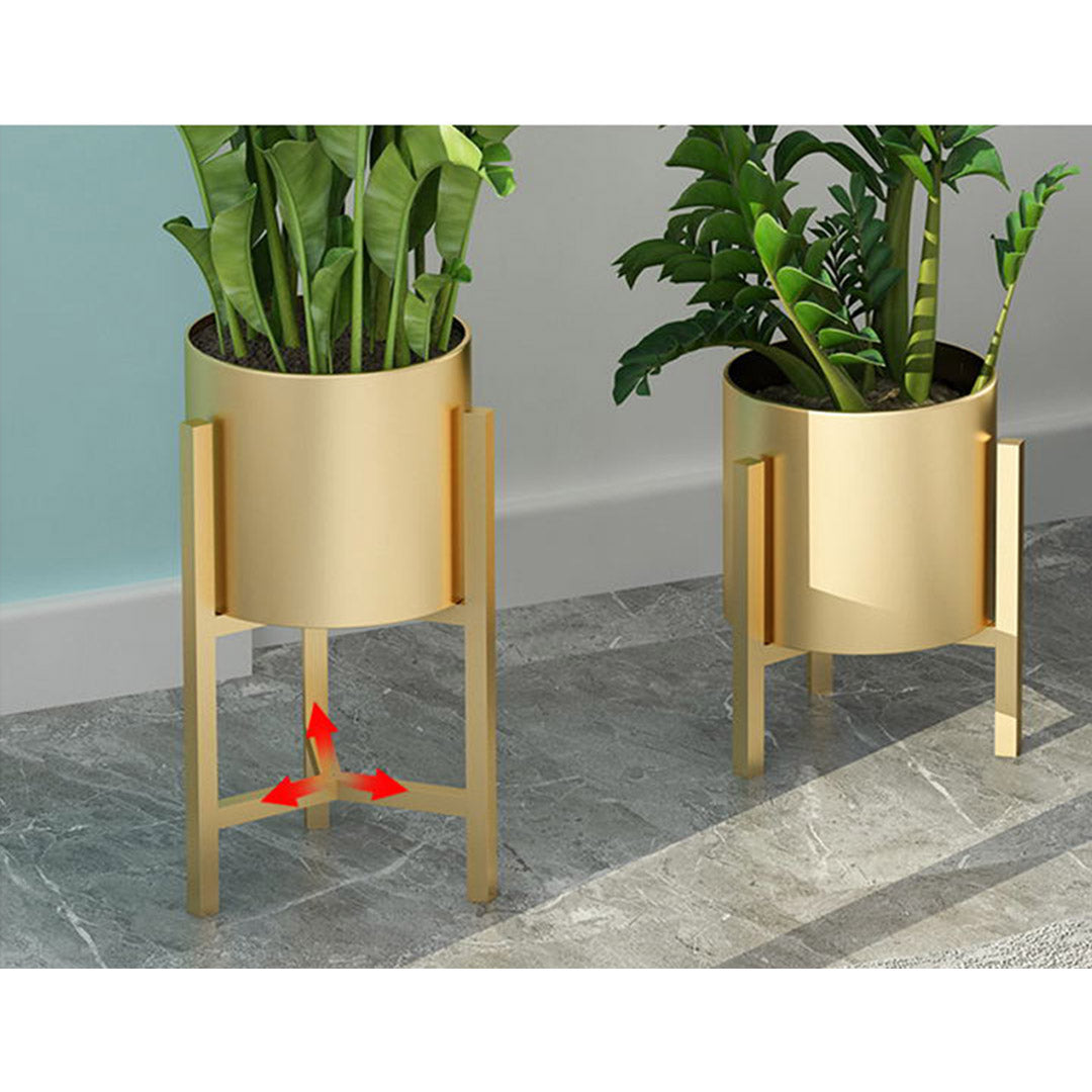 Soga 2 X 45 Cm Gold Metal Plant Stand With Flower Pot Holder Corner Shelving Rack Indoor Display