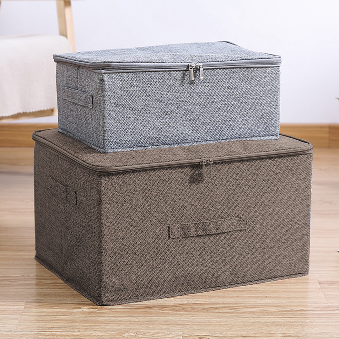 Coffee Large Portable Double Zipper Storage Box Moisture Proof Clothes Basket Foldable Home Organiser