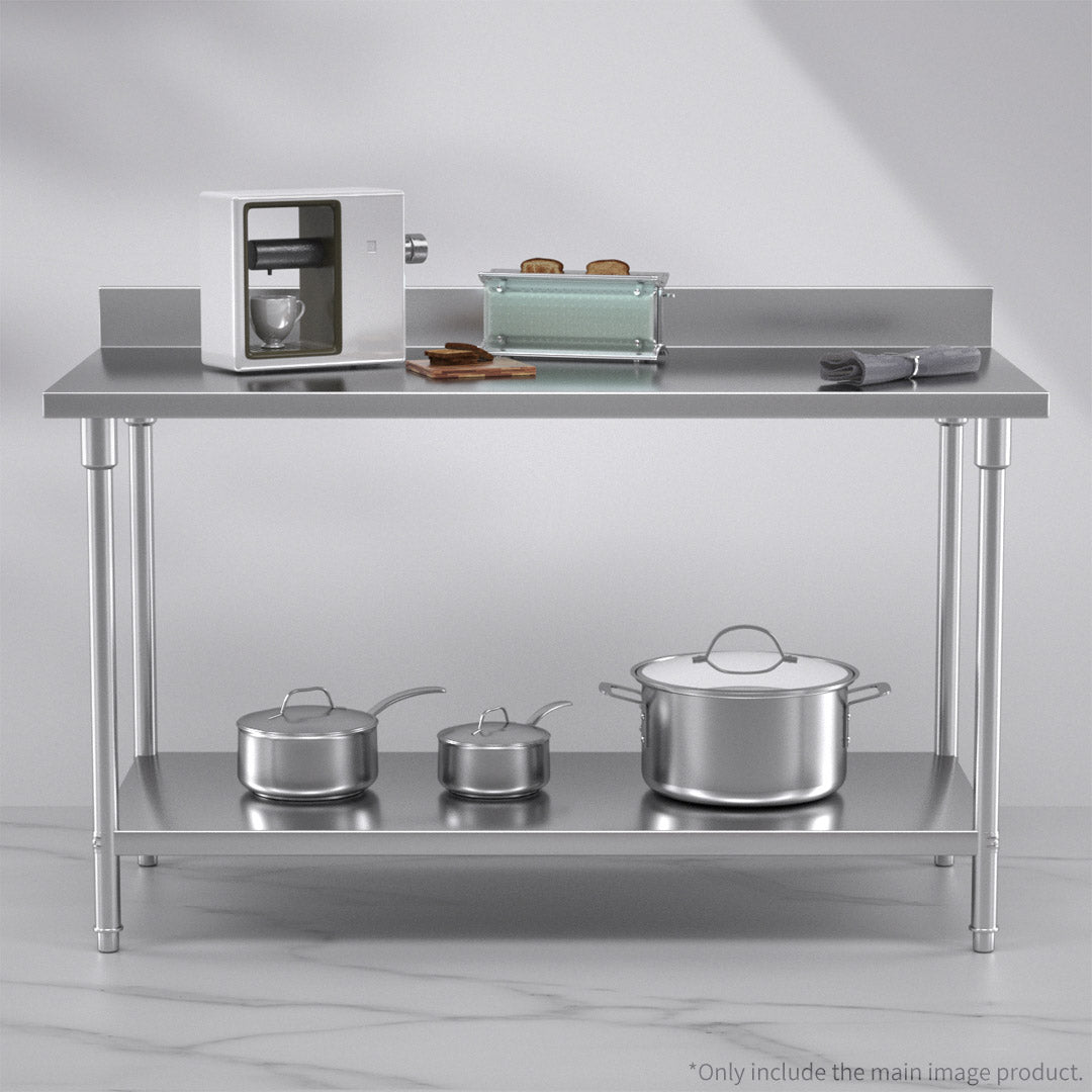 Soga Commercial Catering Kitchen Stainless Steel Prep Work Bench Table With Back Splash 150*70*85cm