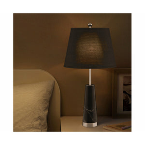 Soga 68cm Black Marble Bedside Desk Table Lamp Living Room Shade With Cone Shape Base