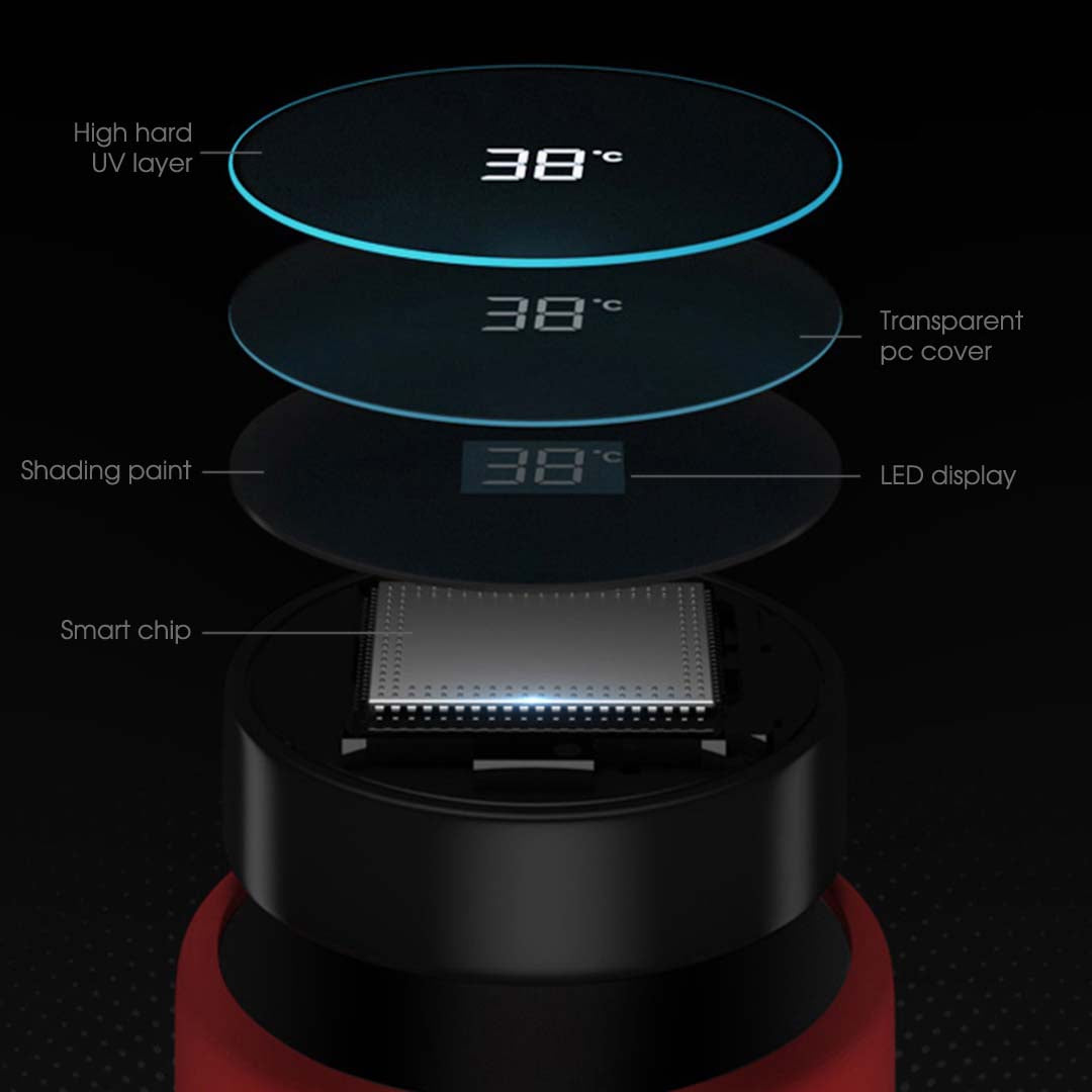 Soga 2 X 500 Ml Stainless Steel Smart Lcd Thermometer Display Bottle Vacuum Flask Thermos Red