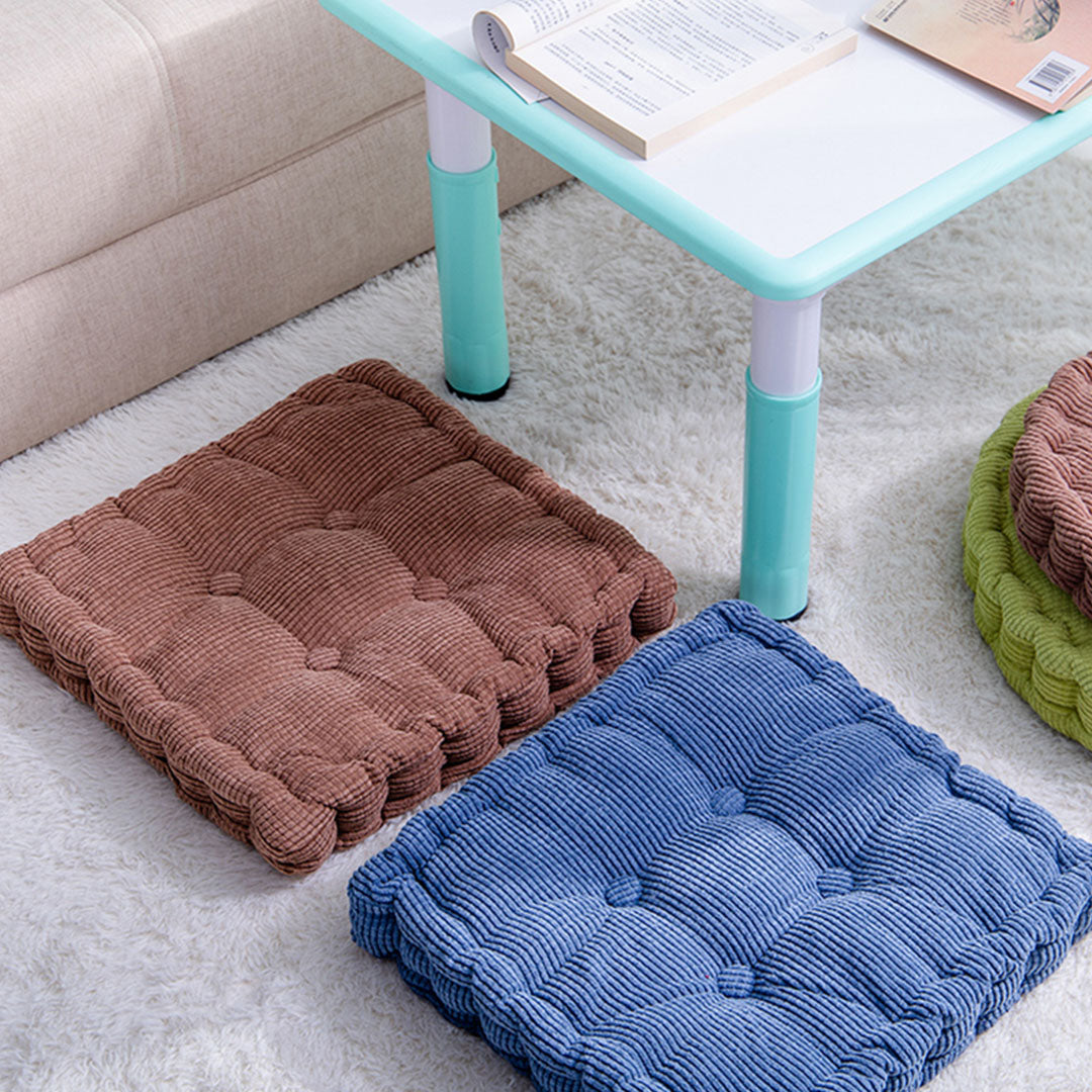 Blue Square Cushion Soft Leaning Plush Backrest Throw Seat Pillow Home Office Decor