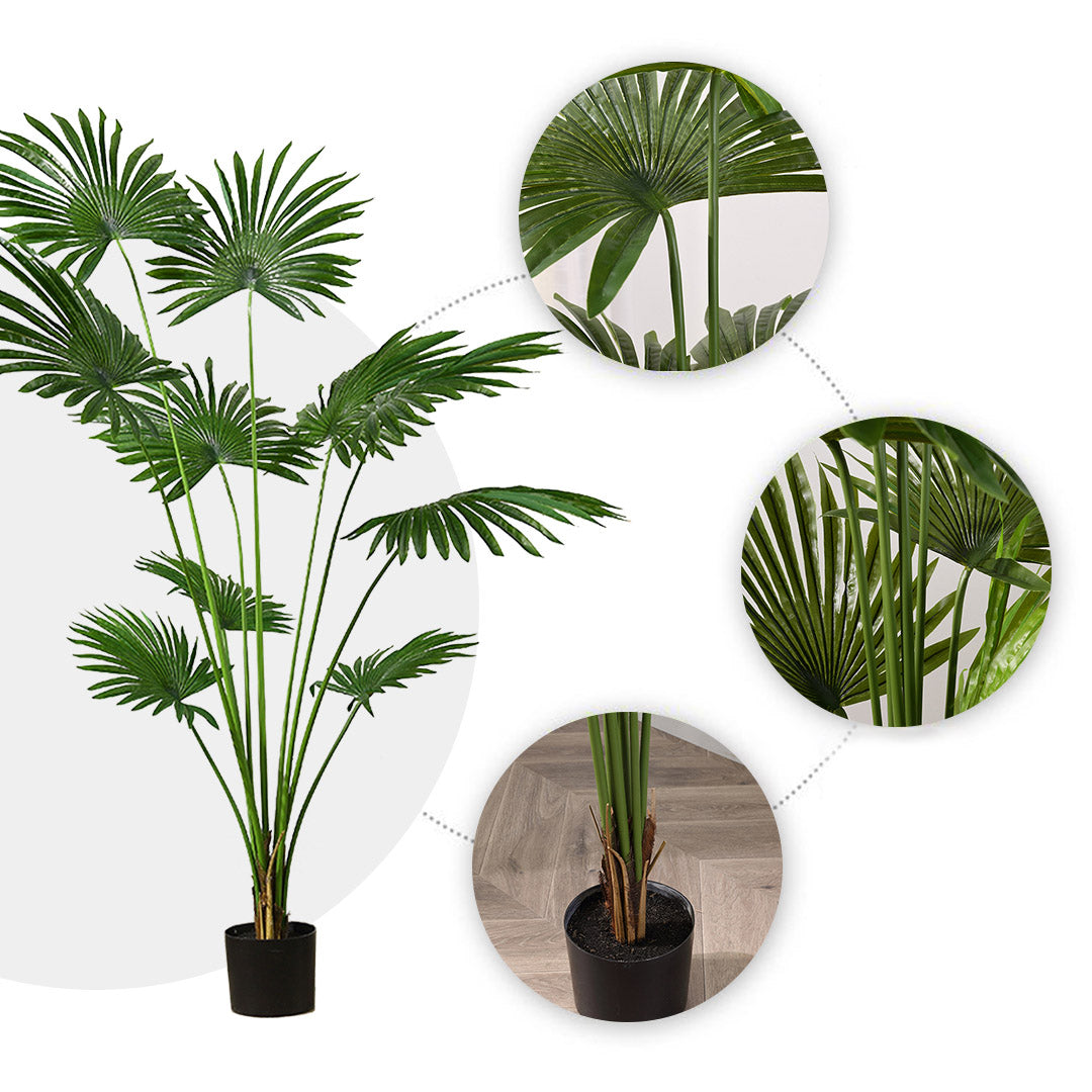 Soga 2 X 180cm Artificial Natural Green Fan Palm Tree Fake Tropical Indoor Plant Home Office Decor