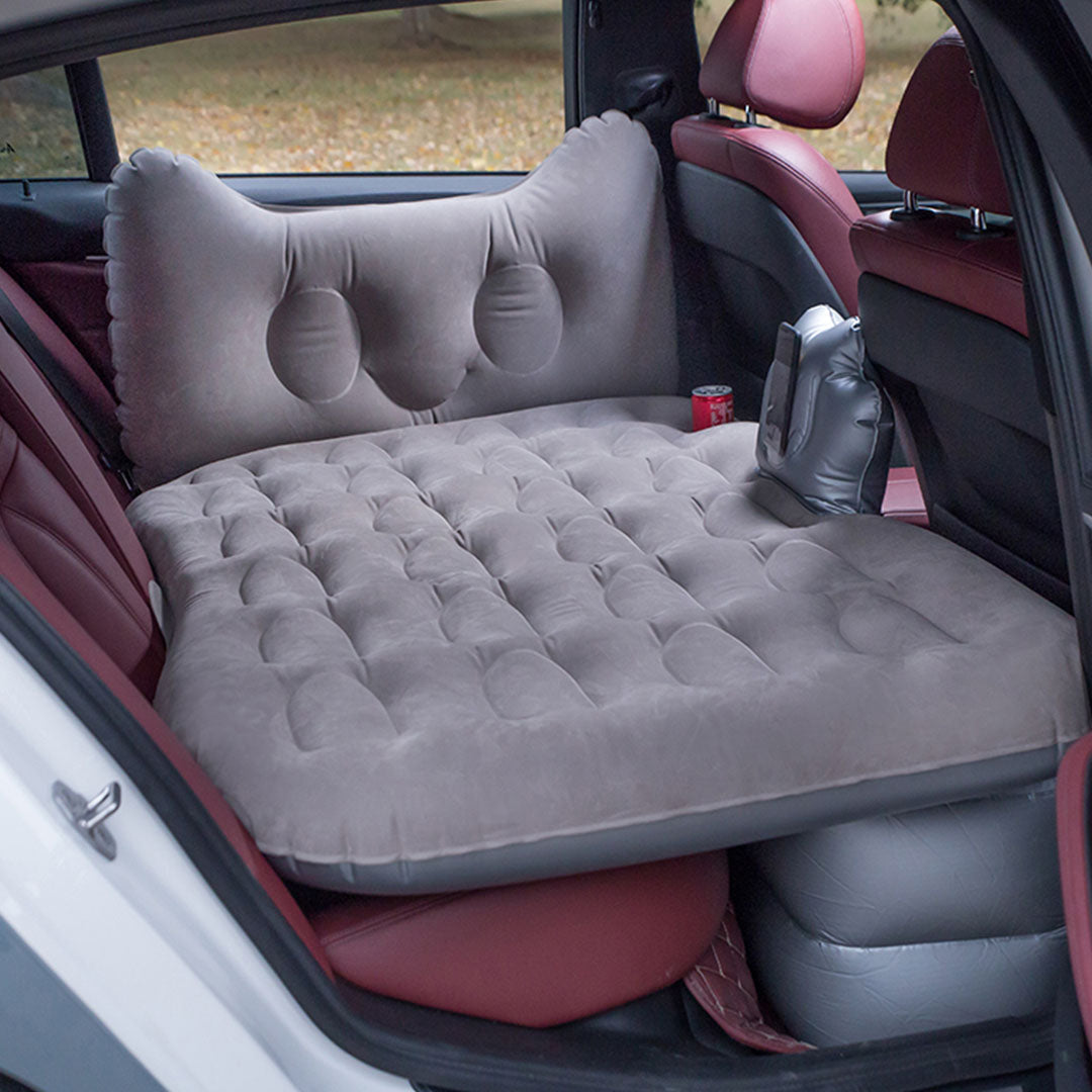 Grey Honeycomb Inflatable Car Mattress Portable Camping Air Bed Travel Sleeping Kit Essentials
