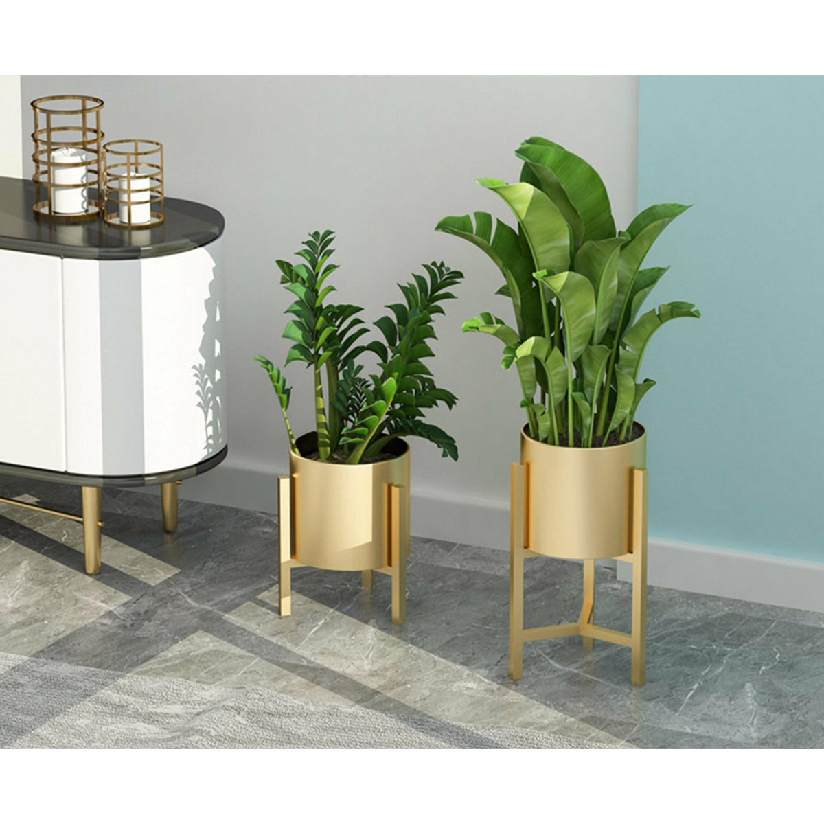 Soga 4 X 30 Cm Gold Metal Plant Stand With Flower Pot Holder Corner Shelving Rack Indoor Display