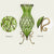67cm Green Glass Tall Floor Vase with 10pcs White Artificial Fake Flower Set