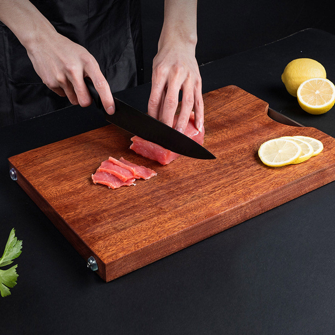 Soga 50cm Rectangular Wooden Ebony Butcher Block Non Slip Chopping Food Serving Tray Charcuterie Board
