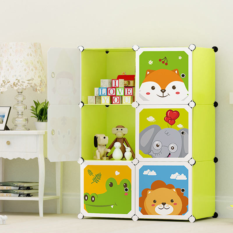 6 Cubes Animal Design Portable Wardrobe Divide-Grid Modular Storage Organiser Foldable Closet