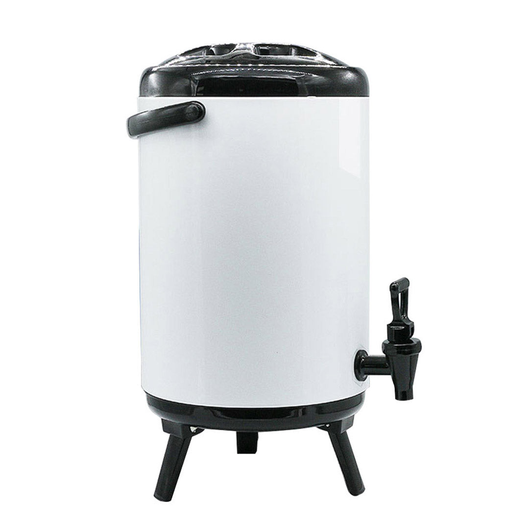 Soga 8 X 8 L Stainless Steel Insulated Milk Tea Barrel Hot And Cold Beverage Dispenser Container With Faucet White