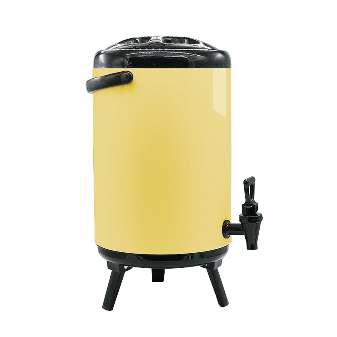 Soga 10 L Stainless Steel Insulated Milk Tea Barrel Hot And Cold Beverage Dispenser Container With Faucet Yellow